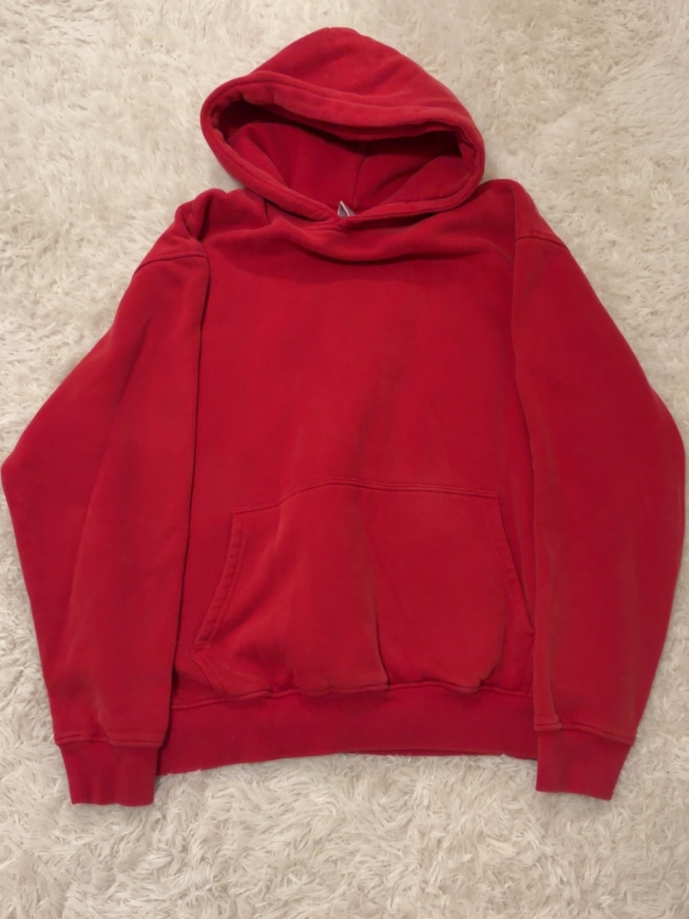 Men's Red Hooded Pullover Sweatshirt - Classic Cozy Hoodie